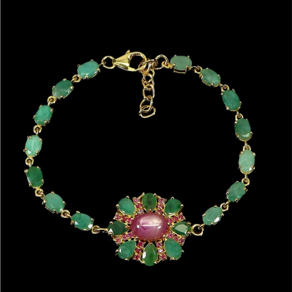 Breathtaking Genuine Ruby & Emerald Bracelet - image 1